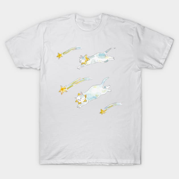 Shooting Star Cats T-Shirt by TOCOROCOMUGI